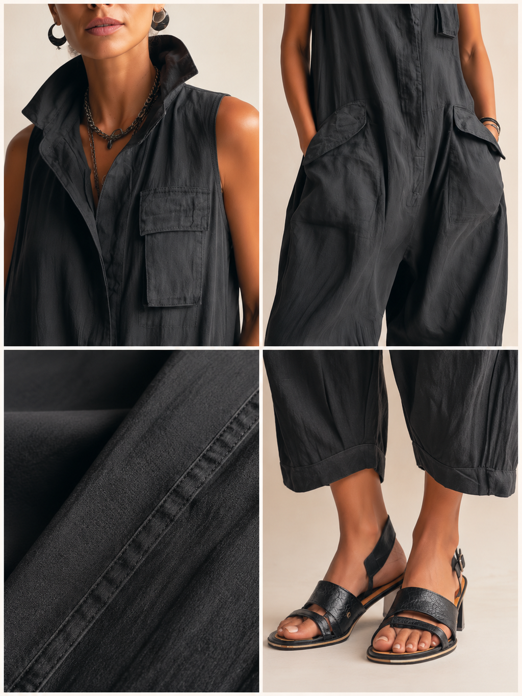 Soft-Touch Cargo Jumpsuit