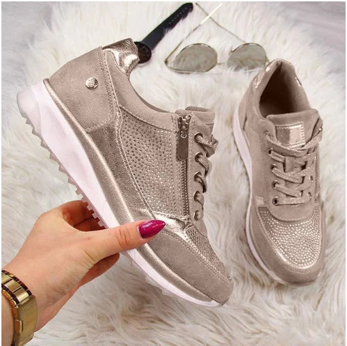 Lace Up Sneakers With Side Zip Casual Fit
