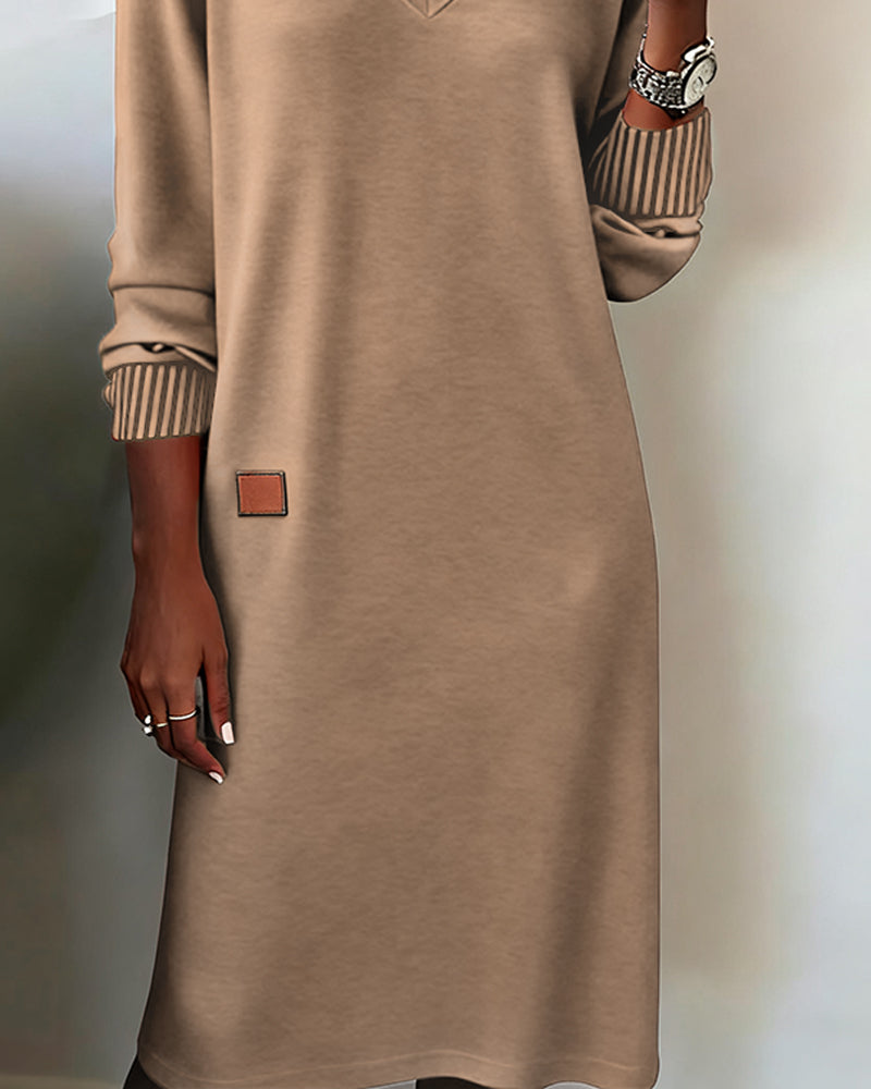 Knitted V-Neck Midi Dress