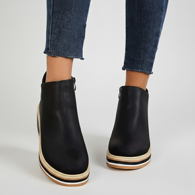 Orthopedic Leather Wedge Boots
