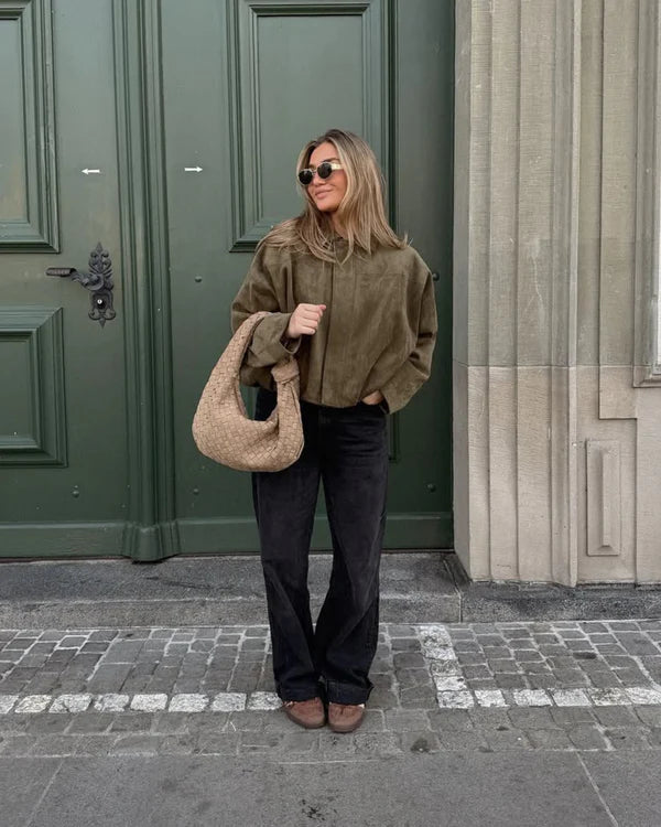 FAUX SUEDE  BOMBER JACKET