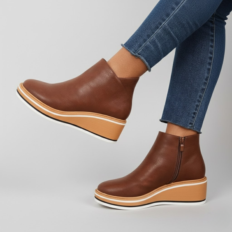 Orthopedic Leather Wedge Boots