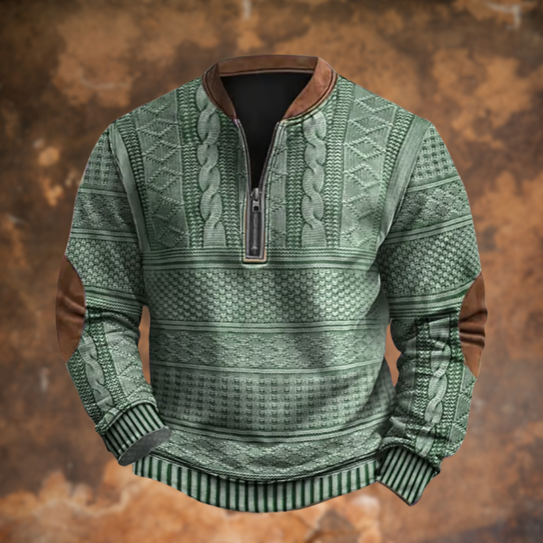 Textured Half-Zip Pullover Sweater
