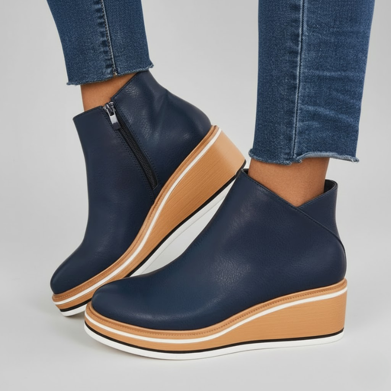 Orthopedic Leather Wedge Boots