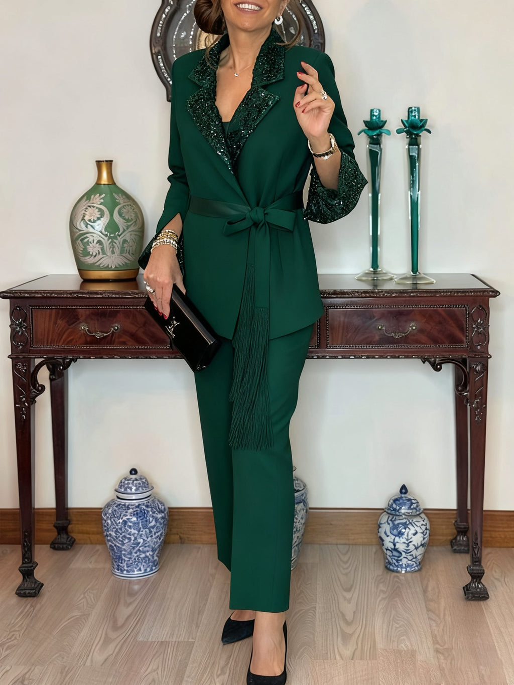 Sequin Blazer & Trousers Set