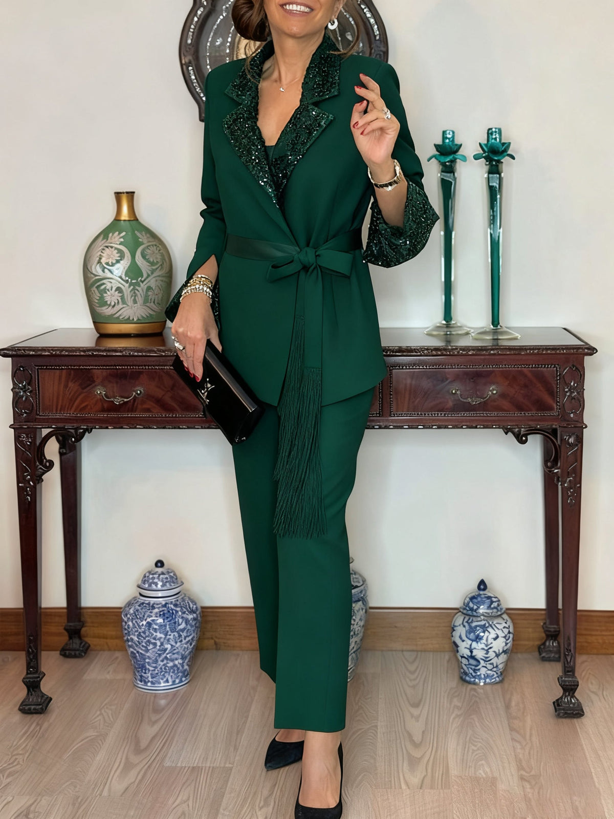Sequin Blazer & Trousers Set