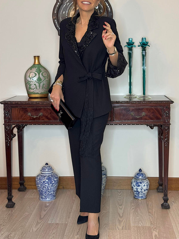 Sequin Blazer & Trousers Set