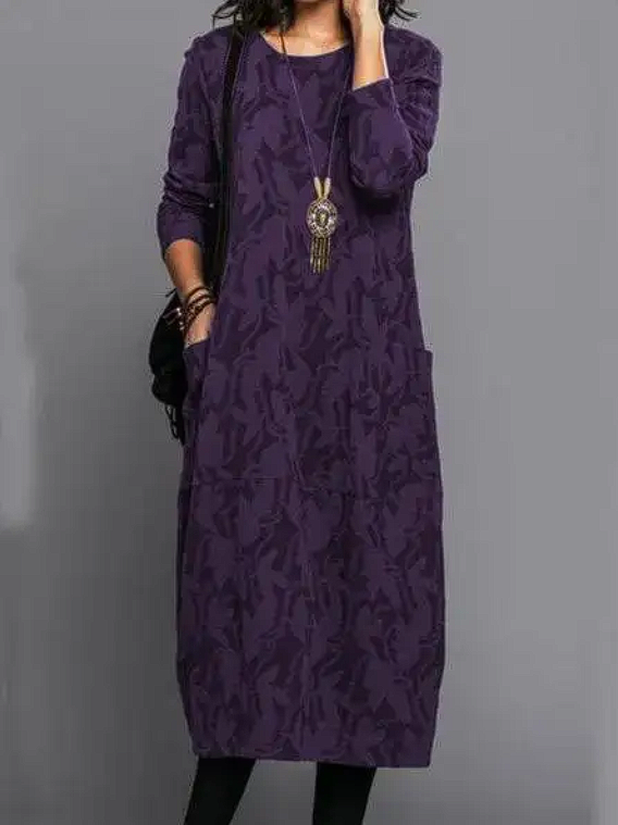 Round-Neck Pocket Dress