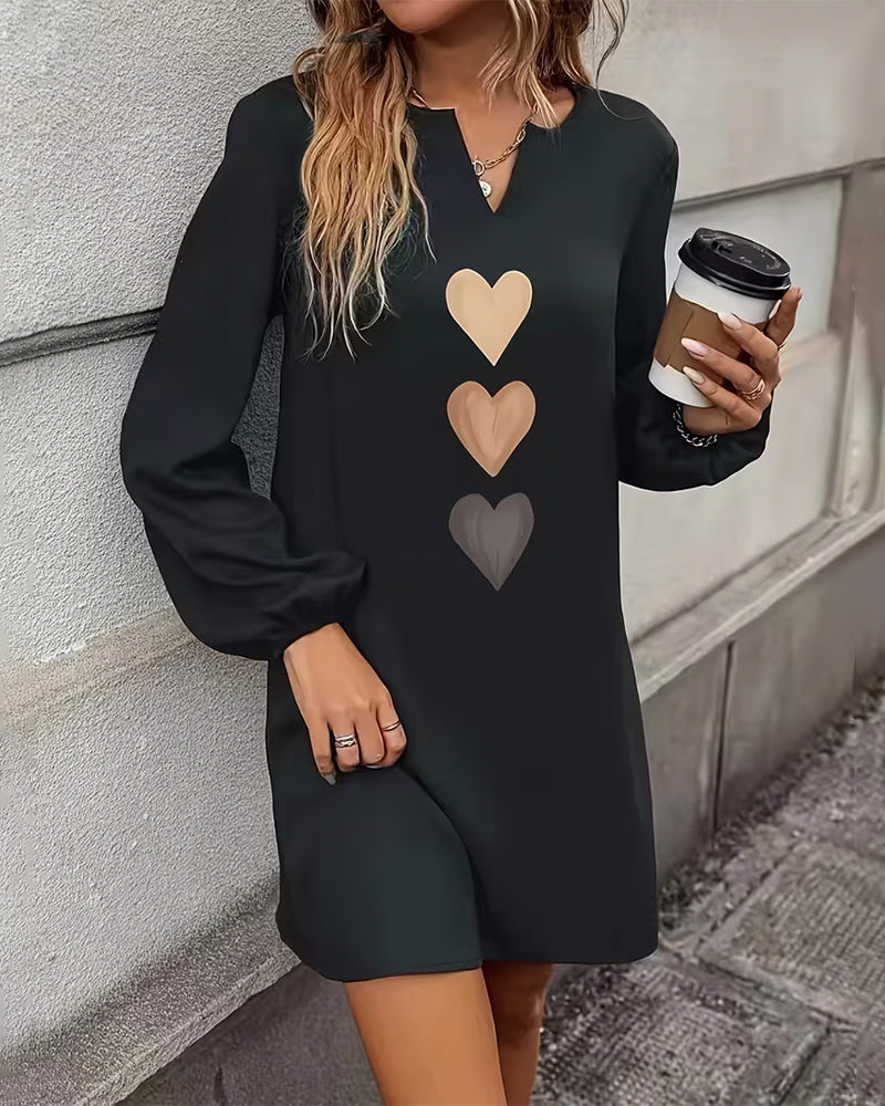 Heart-Print Shift Dress