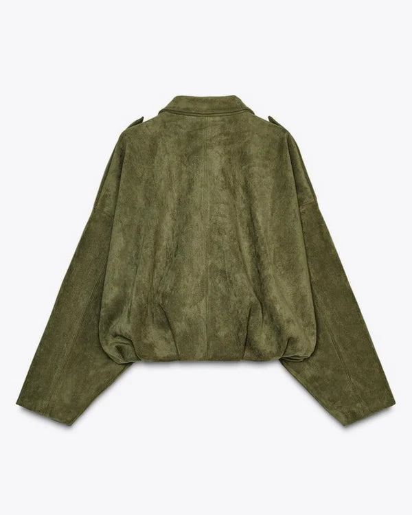 FAUX SUEDE  BOMBER JACKET