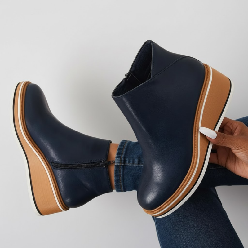 Orthopedic Leather Wedge Boots