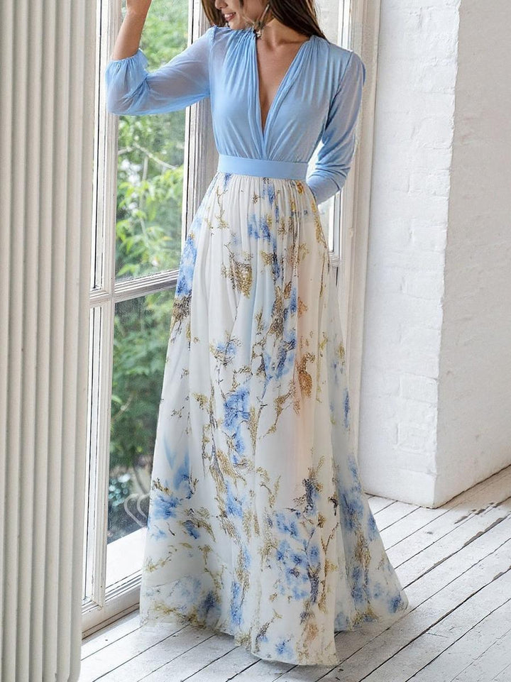 Sky Bloom Elegance Maxi Dress