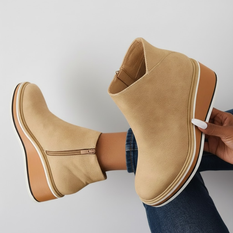 Orthopedic Leather Wedge Boots