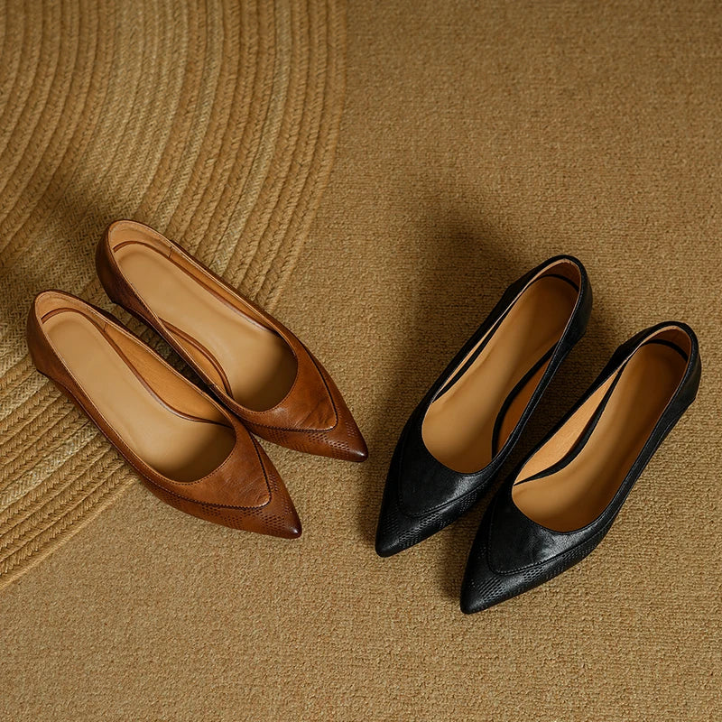 Pointed Toe Kitten Heel Pumps Slip On Mid Heel