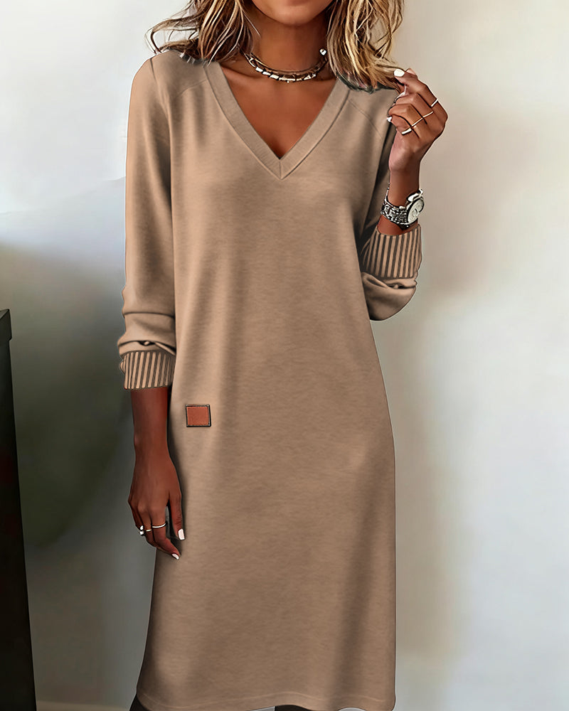 Knitted V-Neck Midi Dress