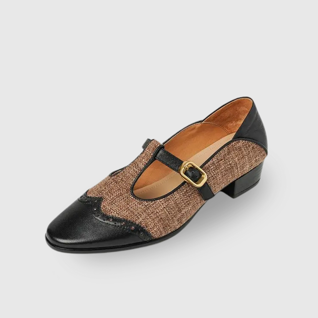 Two-Tone T-Strap Mary Jane Shoes Vintage Low Heel