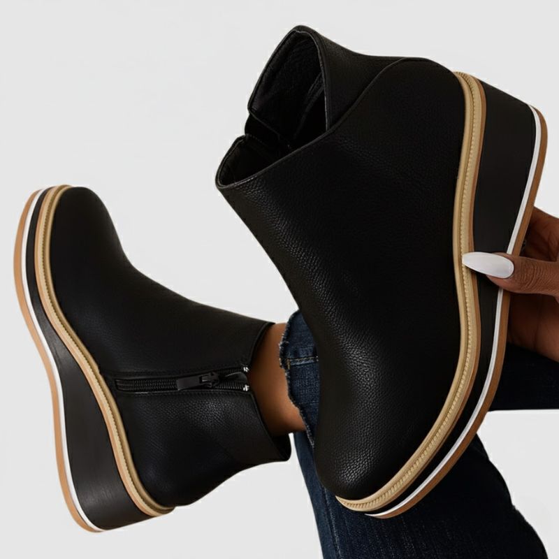 Orthopedic Leather Wedge Boots