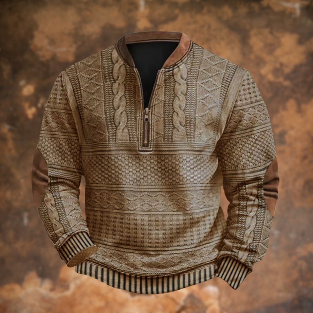 Textured Half-Zip Pullover Sweater