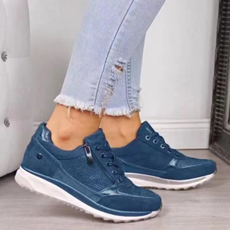 Lace Up Sneakers With Side Zip Casual Fit