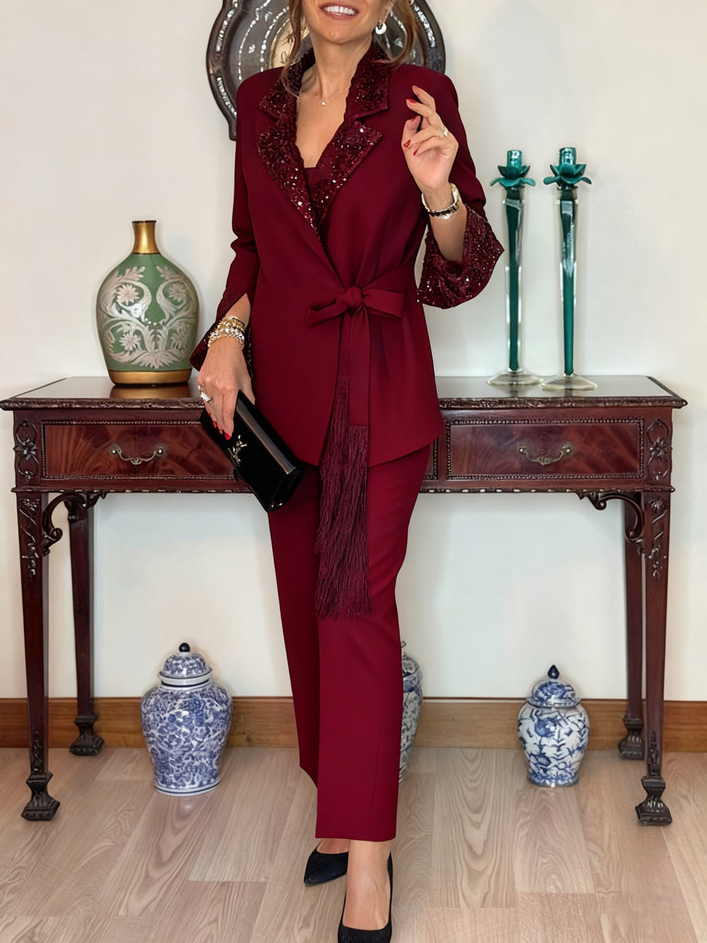 Sequin Blazer & Trousers Set