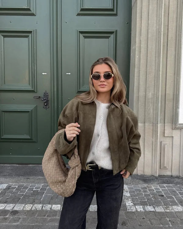 FAUX SUEDE  BOMBER JACKET