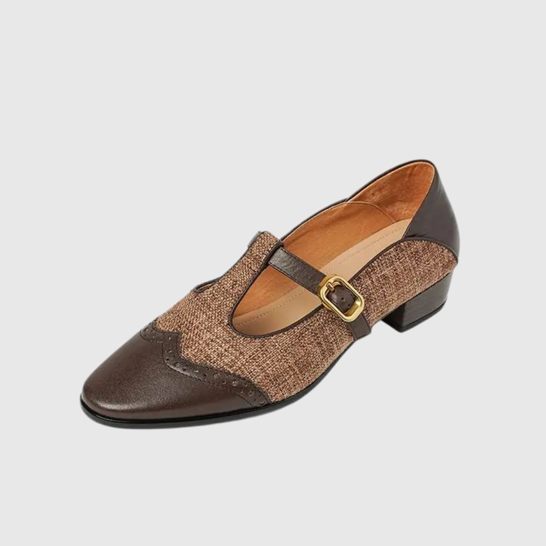 Two-Tone T-Strap Mary Jane Shoes Vintage Low Heel