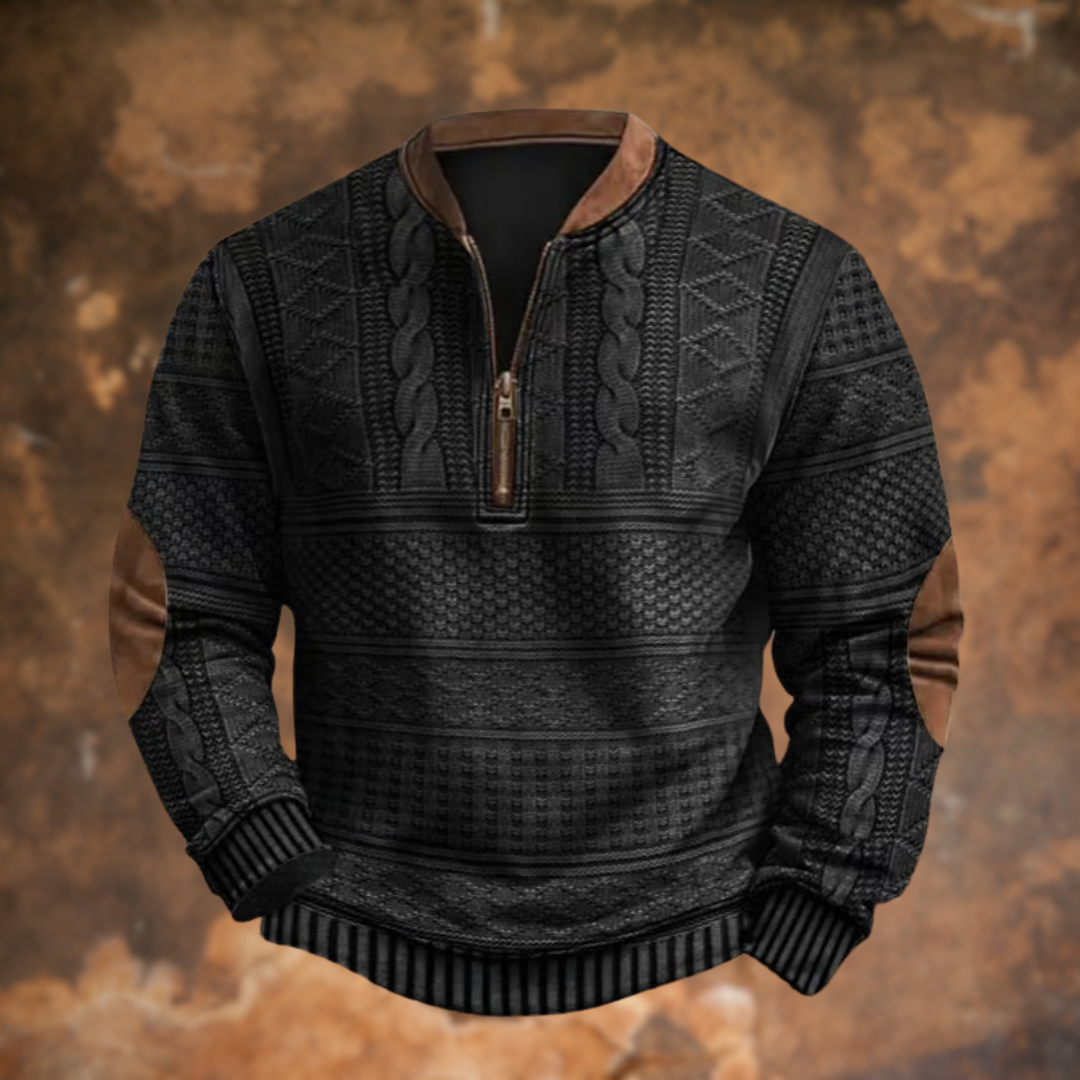 Textured Half-Zip Pullover Sweater