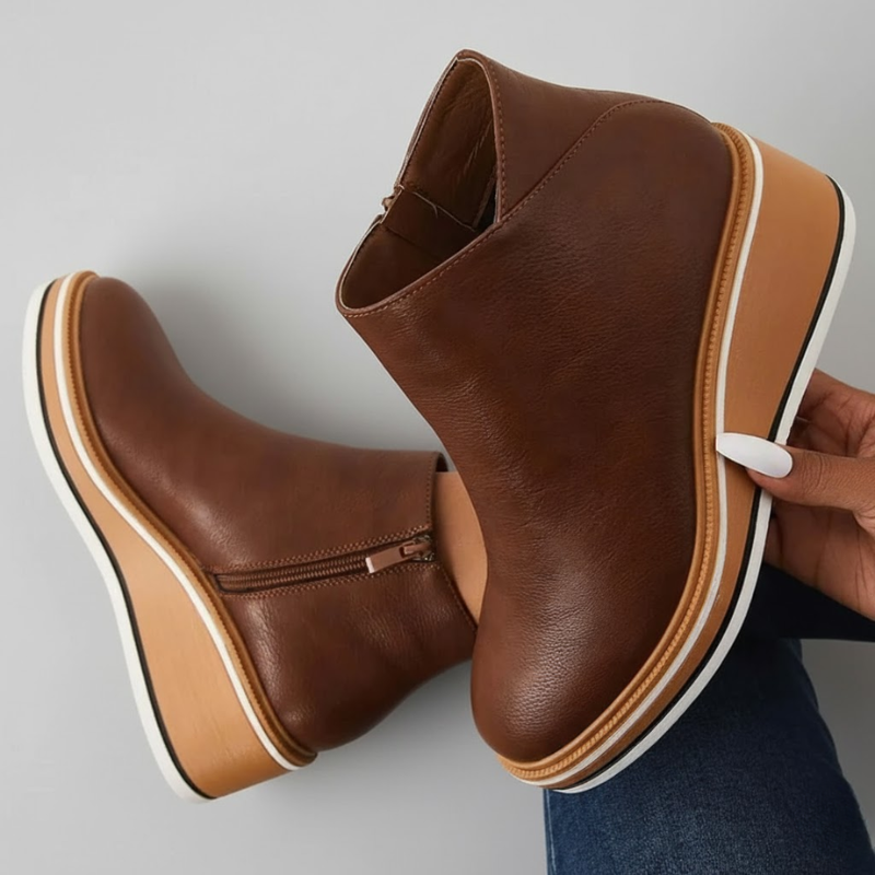 Orthopedic Leather Wedge Boots