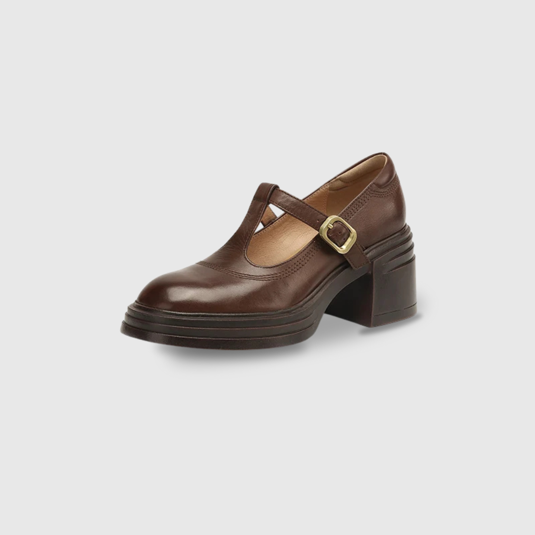 Chunky Block Heel Mary Jane Pumps Round Toe Strap