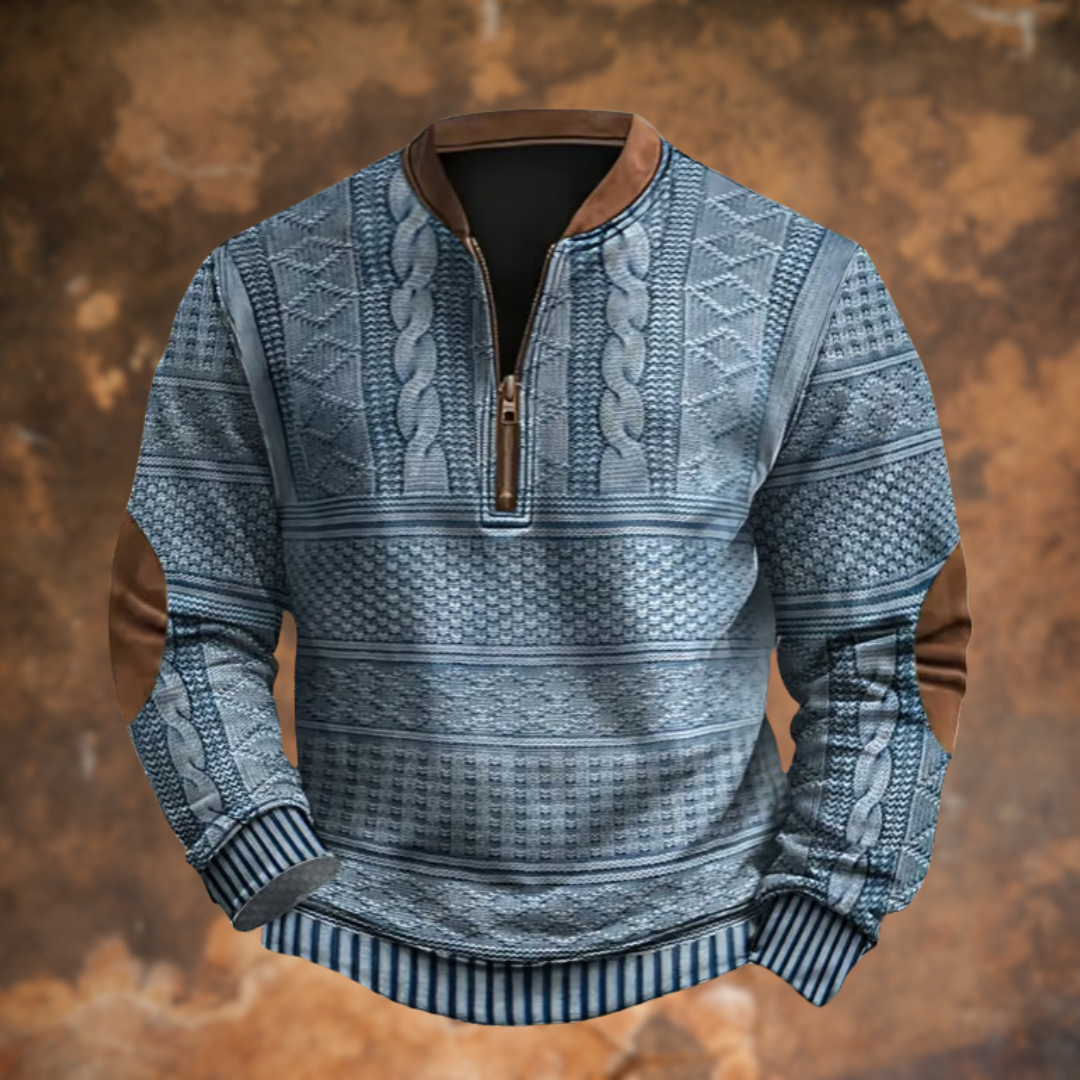 Textured Half-Zip Pullover Sweater