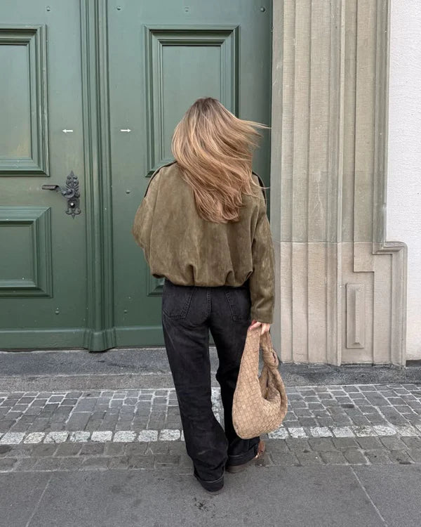 FAUX SUEDE  BOMBER JACKET