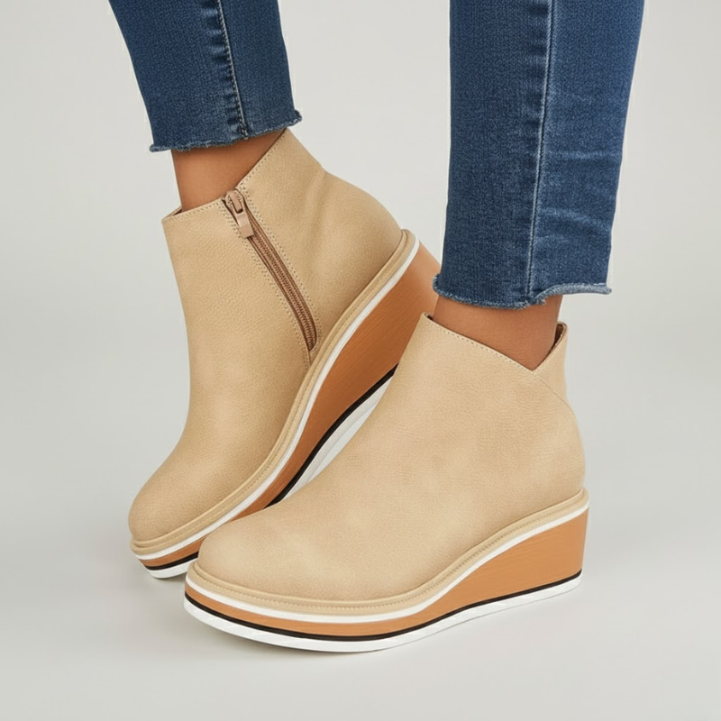 Orthopedic Leather Wedge Boots