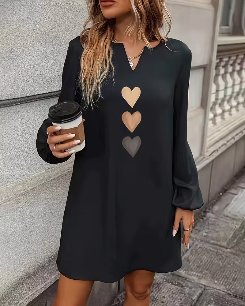 Heart-Print Shift Dress