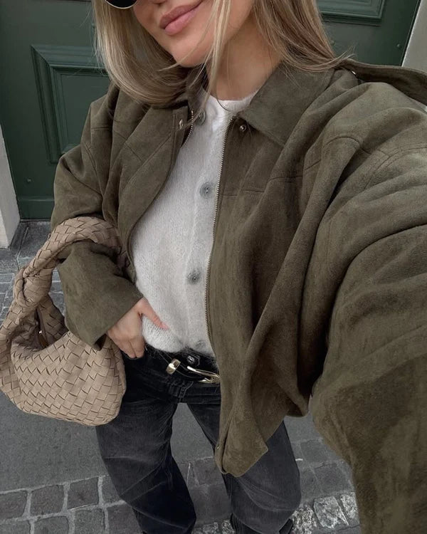 FAUX SUEDE  BOMBER JACKET