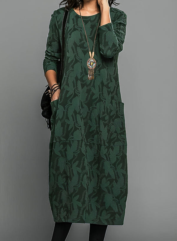Round-Neck Pocket Dress