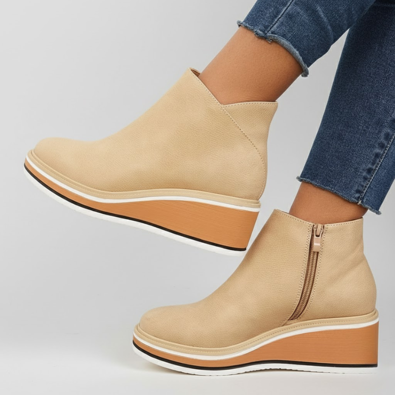 Orthopedic Leather Wedge Boots