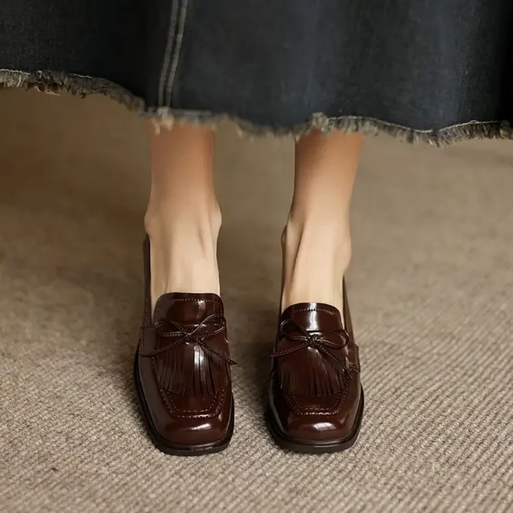 Tassel Loafer Pumps Block Heel Round Toe Heels