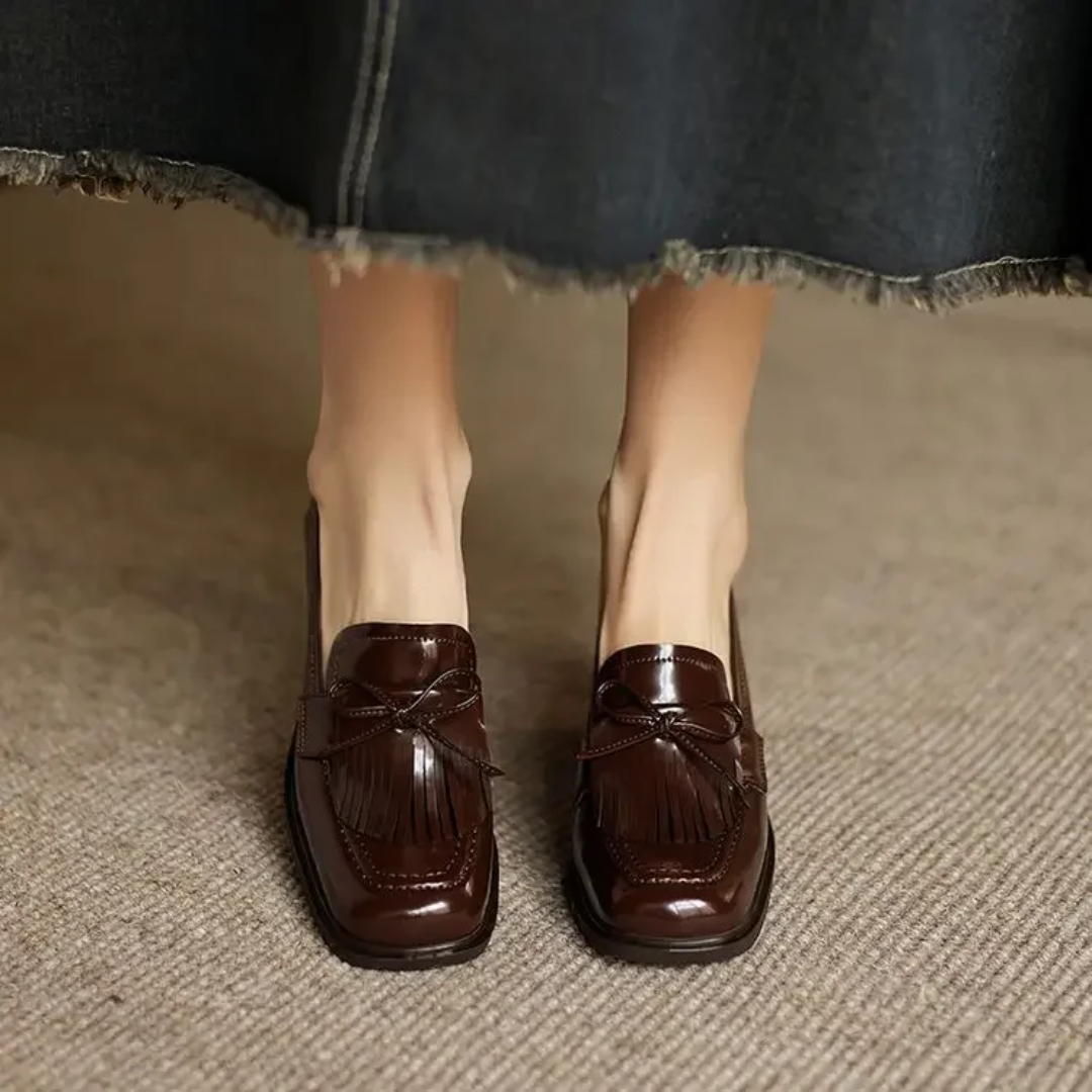 Tassel Loafer Pumps Block Heel Round Toe Heels