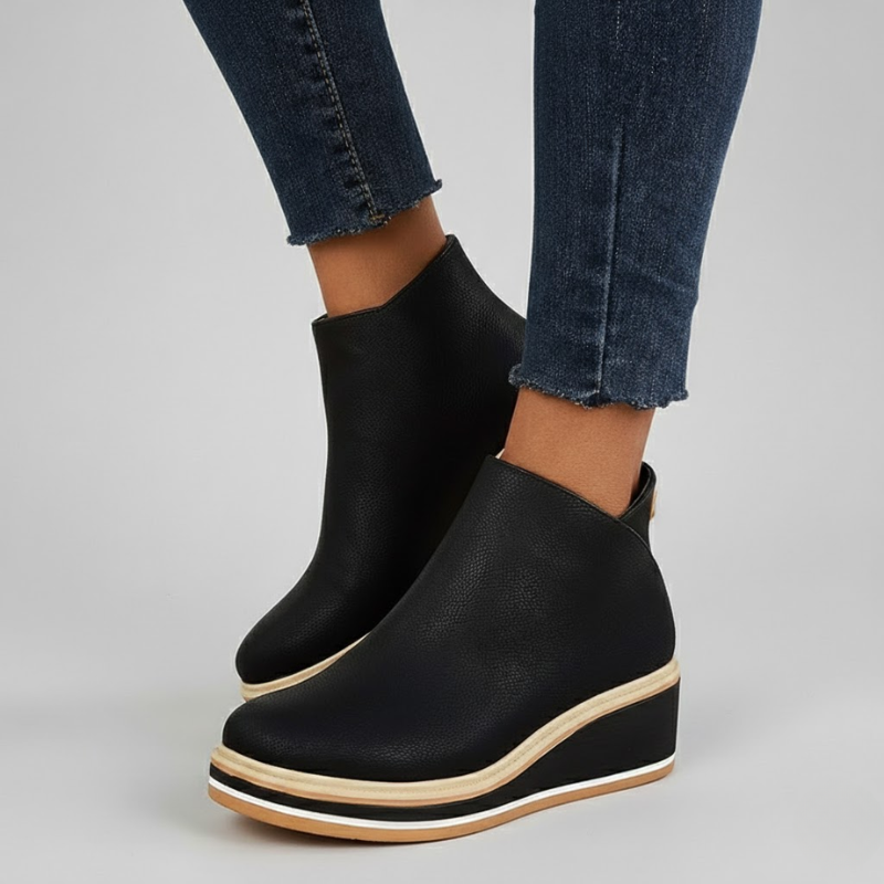 Orthopedic Leather Wedge Boots