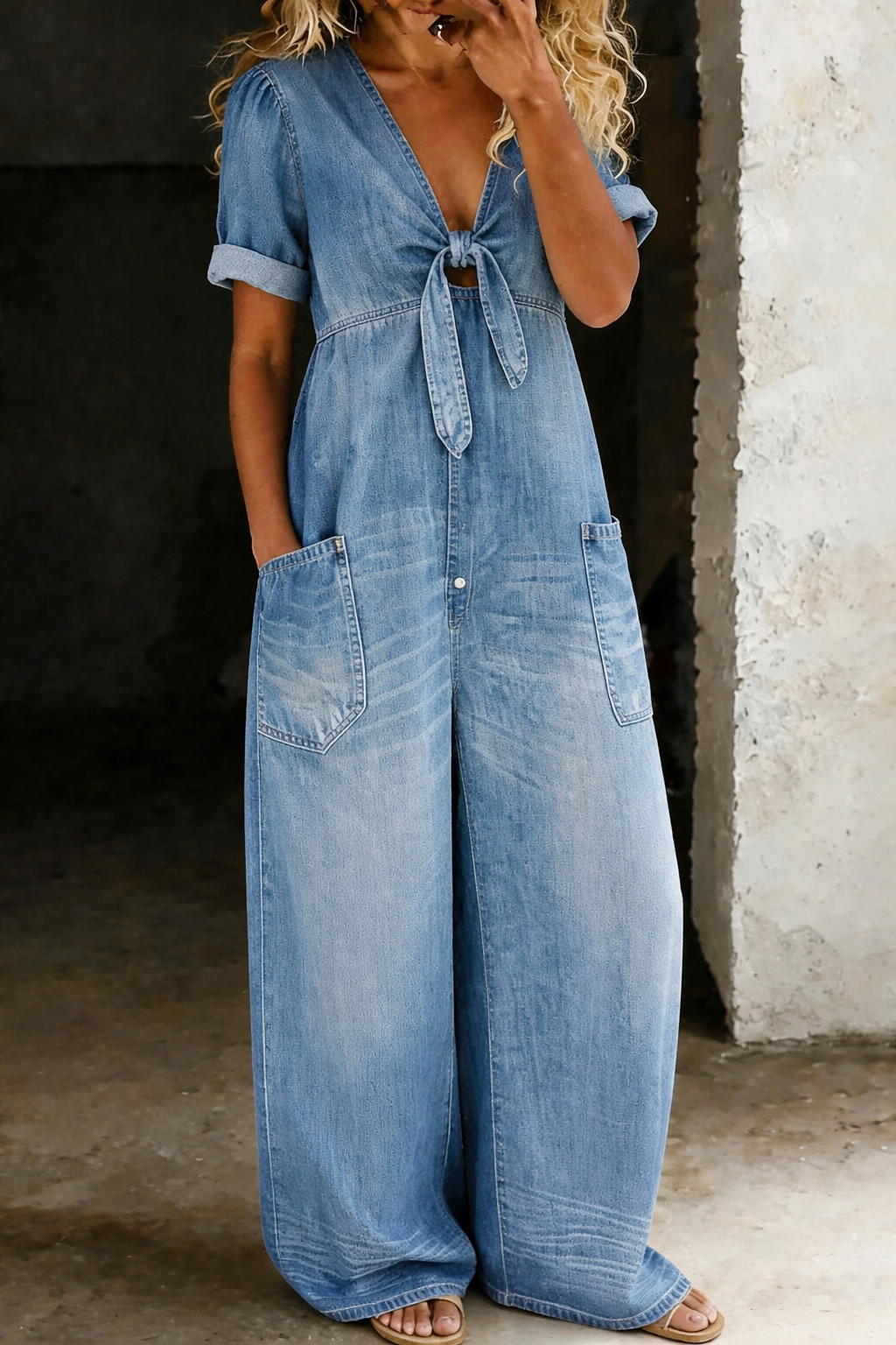 V-Neck Jumpsuit