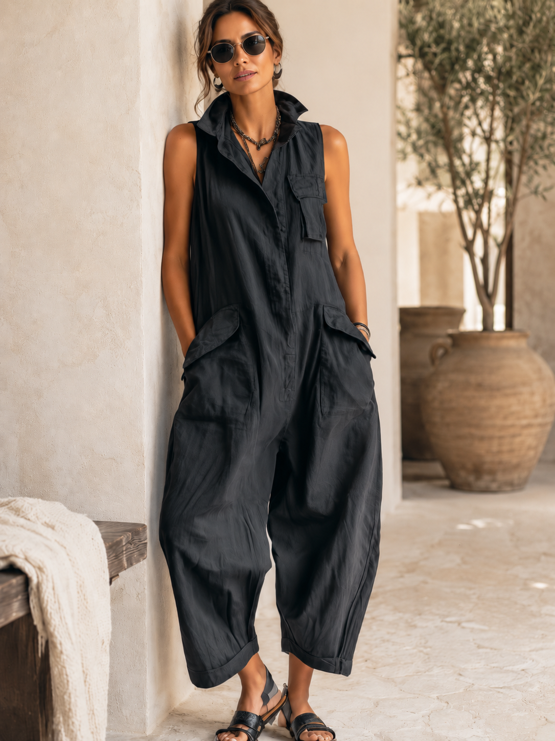 Soft-Touch Cargo Jumpsuit