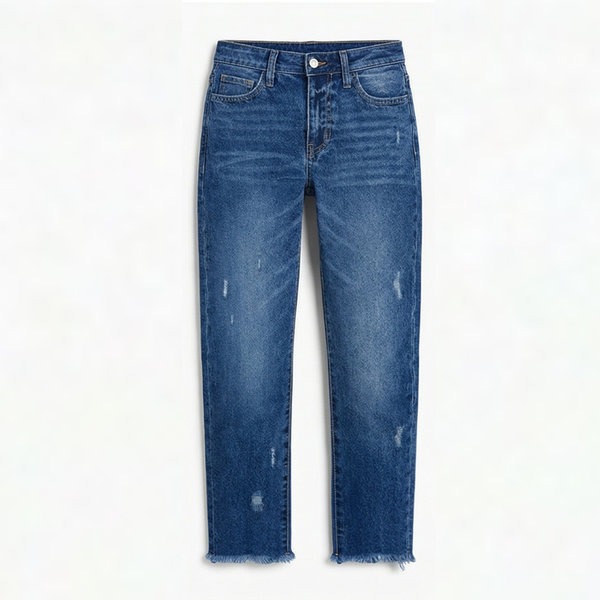 Retro Fringed Cropped Straight Leg Jeans