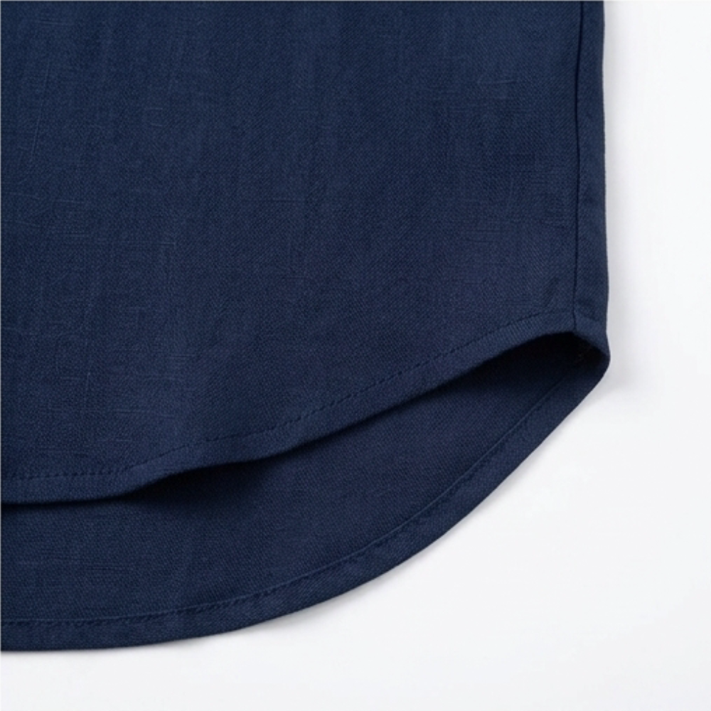 Breezy V Neck Blouse with Curved Hem