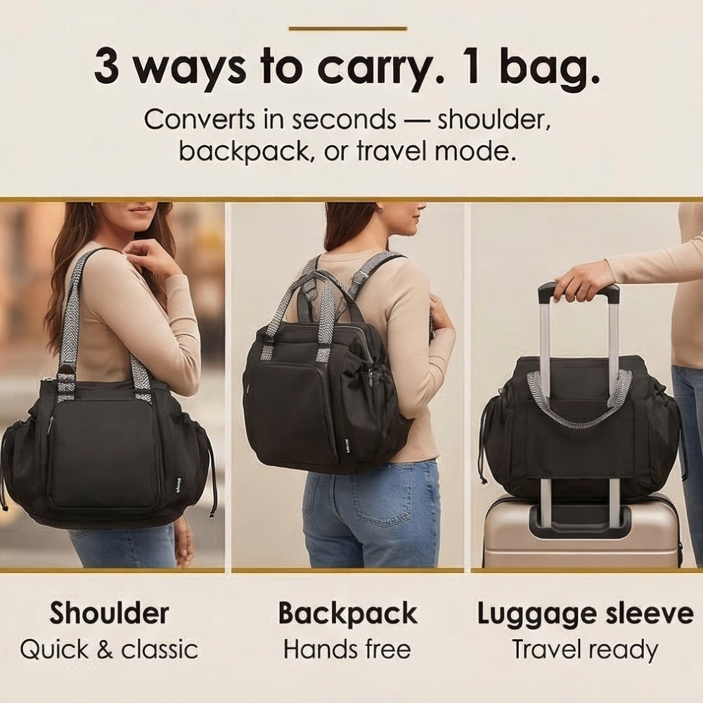 Organized Everyday Tote with Backpack Straps