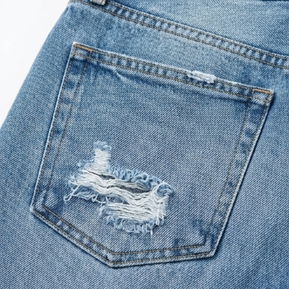 Retro Fringed Cropped Straight Leg Jeans
