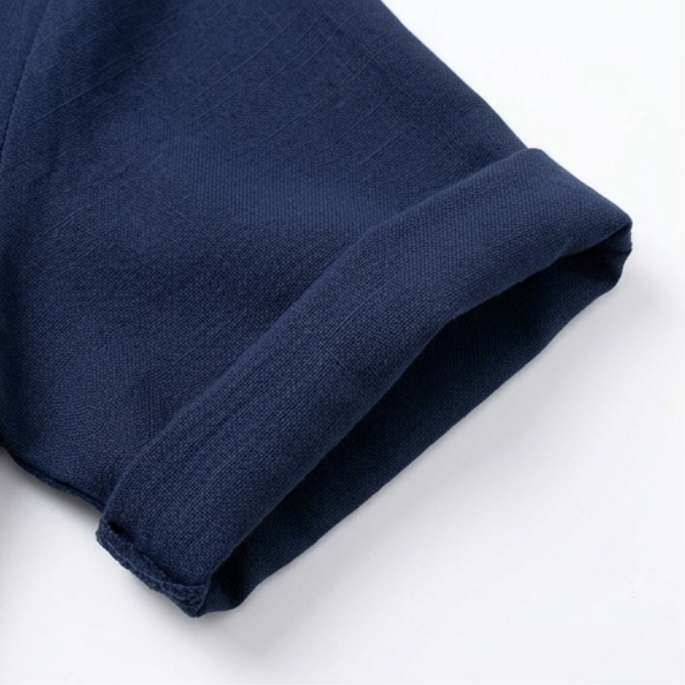 Breezy V Neck Blouse with Curved Hem