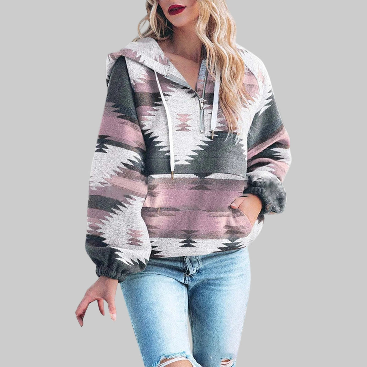 Comfy Oversized Zip Up Long Sleeve Hoodie Sweatshirt