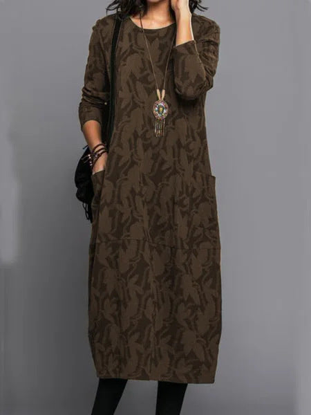 Round-Neck Pocket Dress