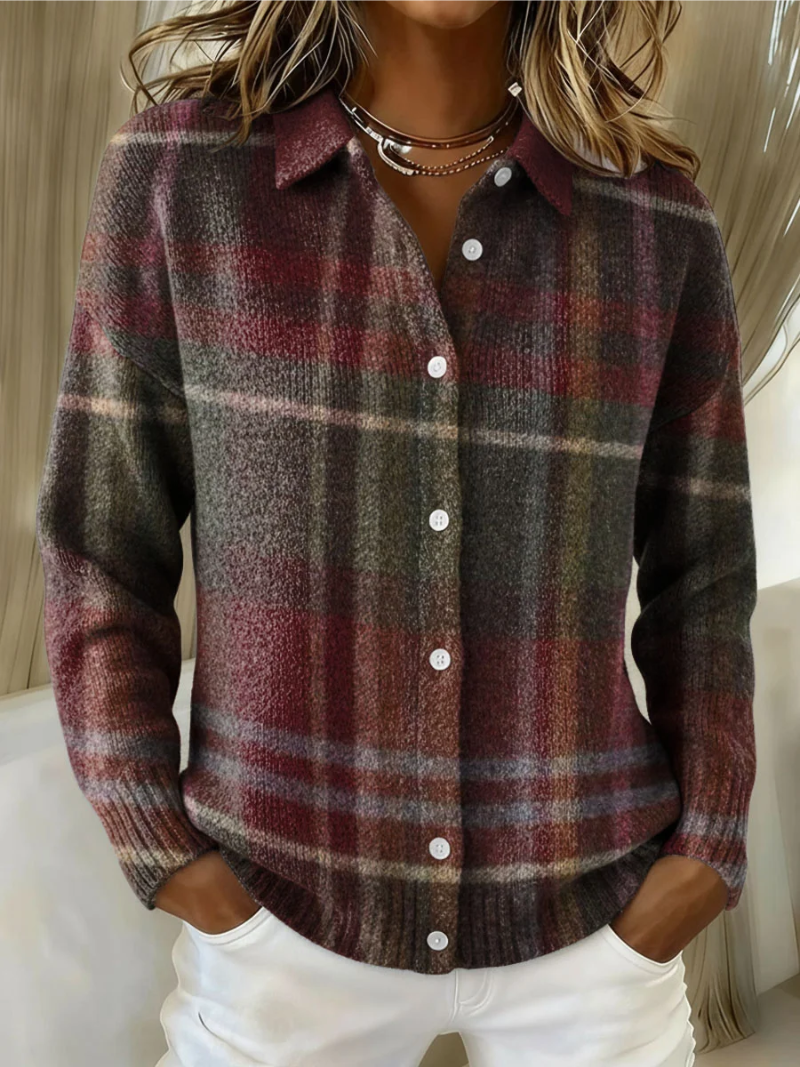 Plaid Knit Cardigan