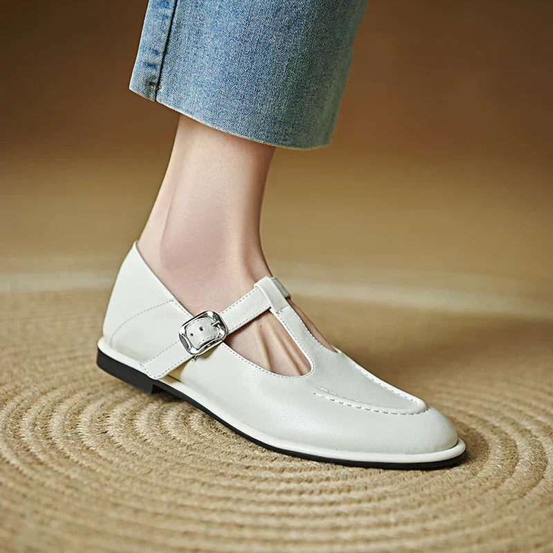 T-Strap Mary Jane Flats Round Toe Low Heel Pumps